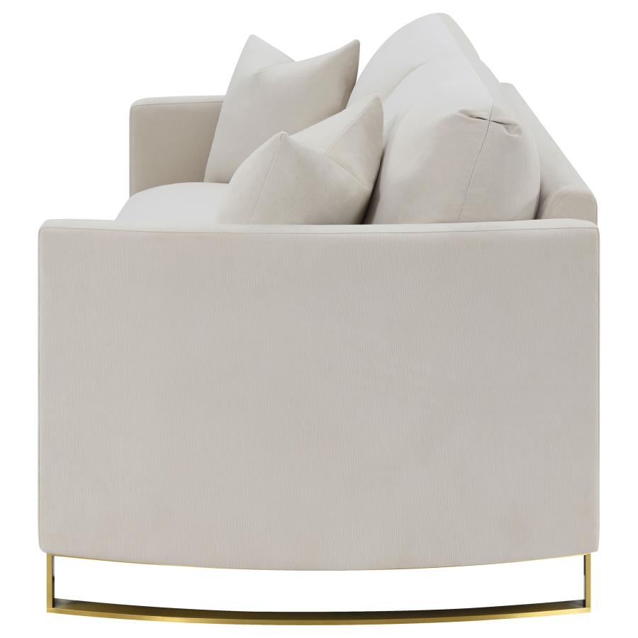 Corliss Upholstered Curved Track Arm Sofa Beige view 5