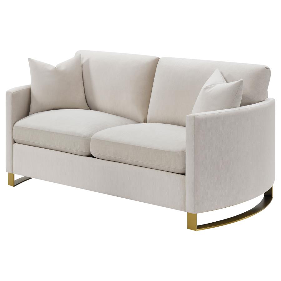 Corliss Upholstered Curved Track Arm Loveseat Beige view 4
