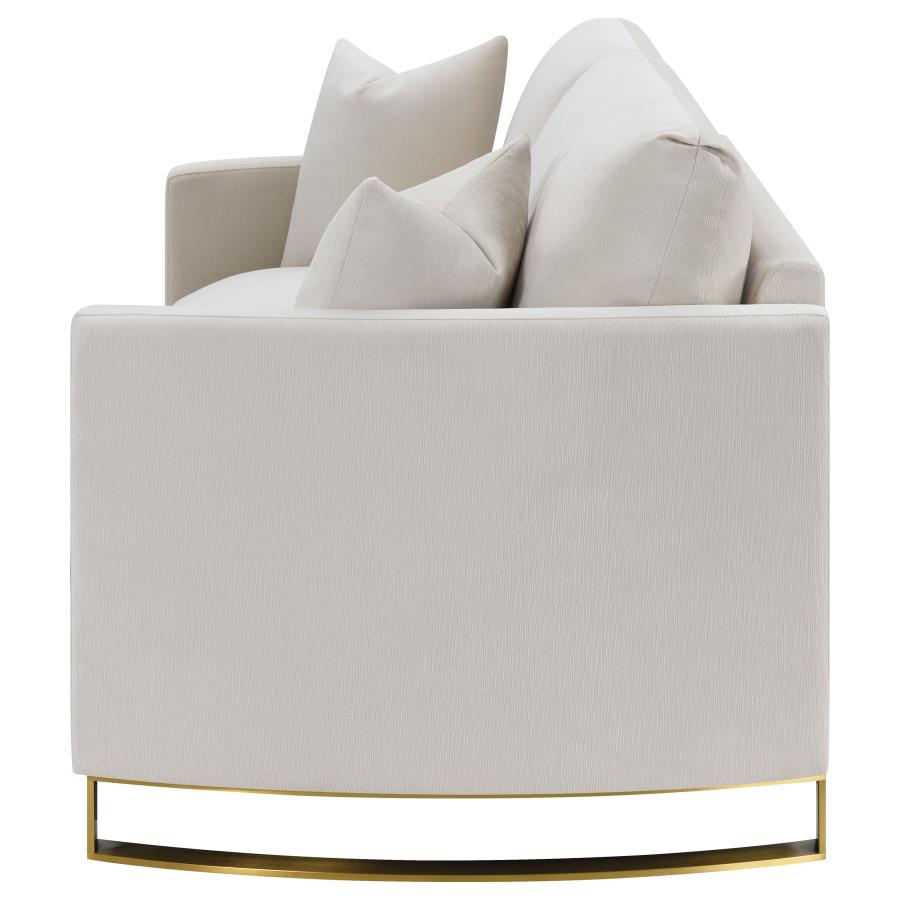 Corliss Upholstered Curved Track Arm Loveseat Beige view 5