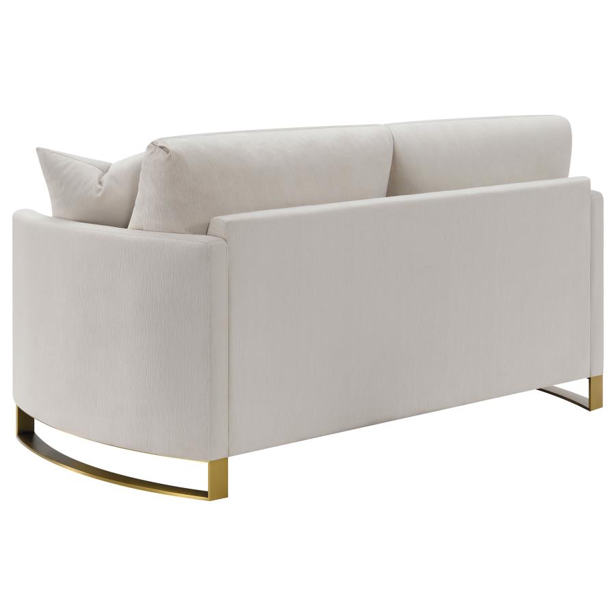 Corliss Upholstered Curved Track Arm Loveseat Beige view 6