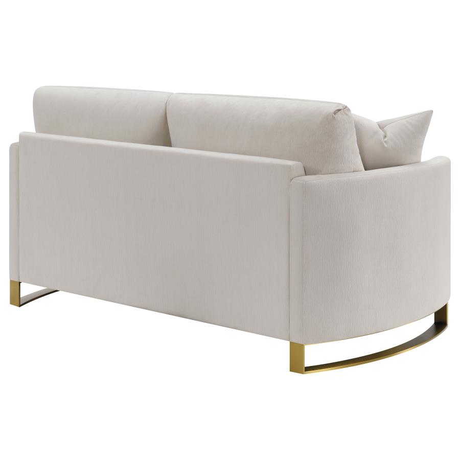 Corliss Upholstered Curved Track Arm Loveseat Beige view 7