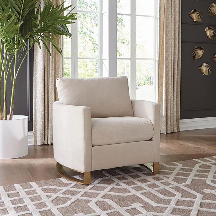 Corliss Upholstered Curved Track Arm Chair Beige view 2