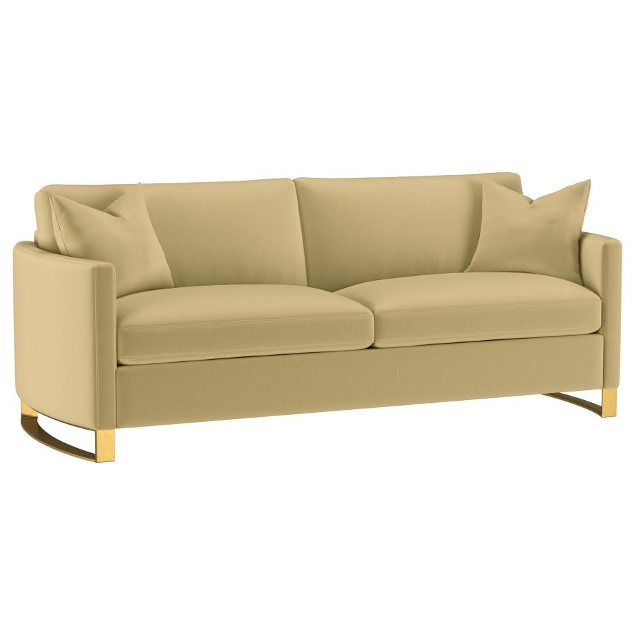 Corliss 2-piece Velvet Upholstered Sofa Set Camel view 3