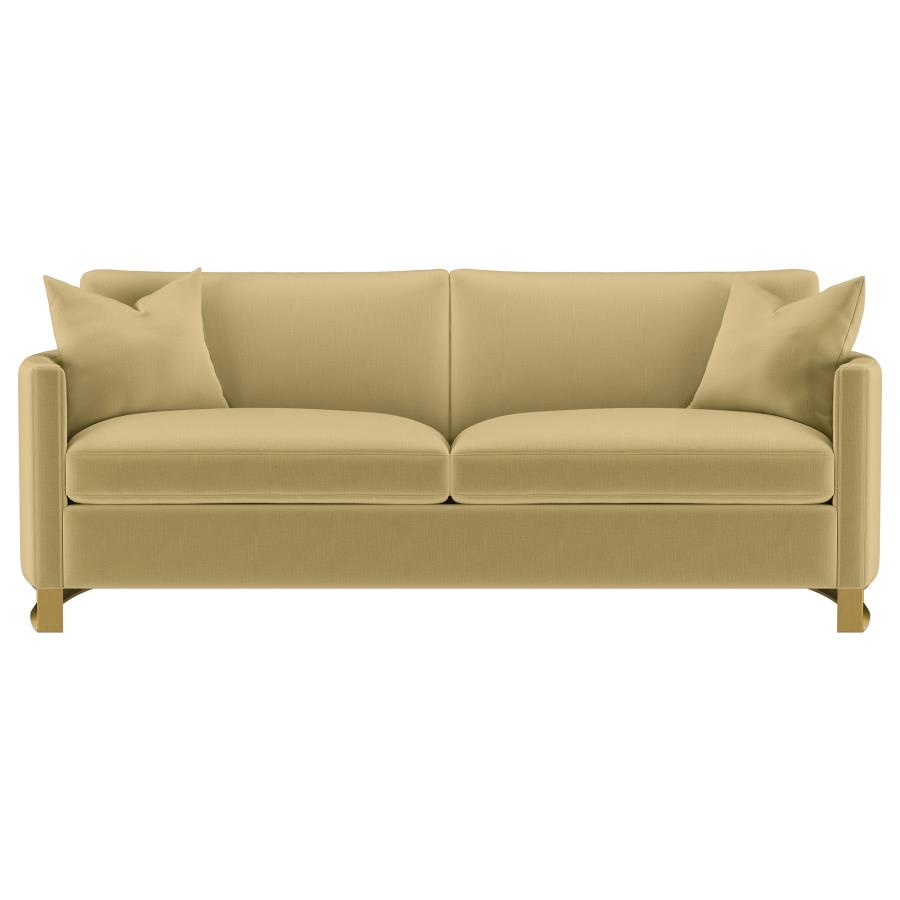 Corliss 2-piece Velvet Upholstered Sofa Set Camel view 4