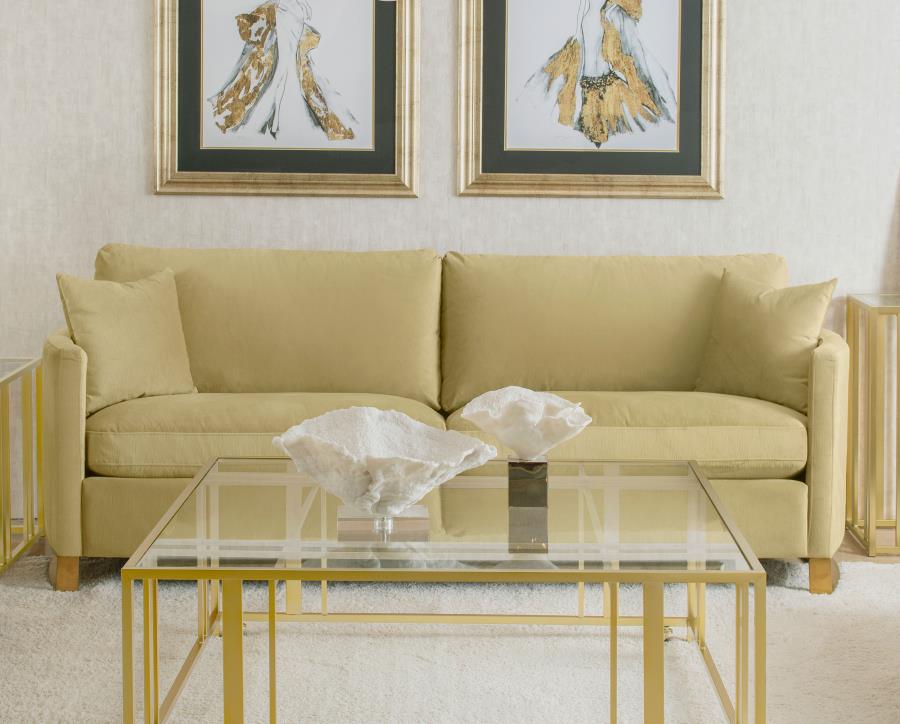 Corliss Upholstered Curved Track Arm Sofa Camel view 2