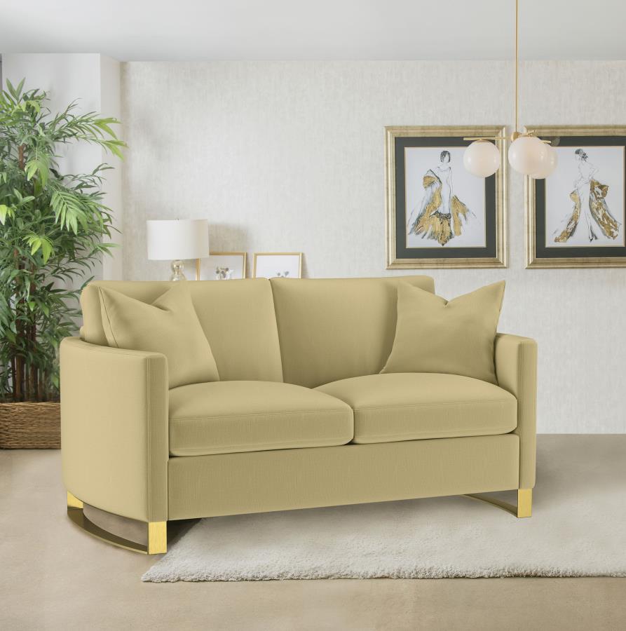 Corliss Upholstered Curved Track Arm Loveseat Camel view 2