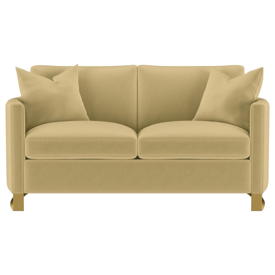 Corliss Upholstered Curved Track Arm Loveseat Camel view 3