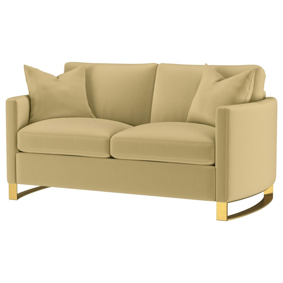 Corliss Upholstered Curved Track Arm Loveseat Camel view 4