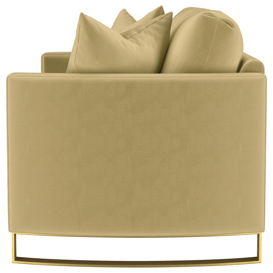 Corliss Upholstered Curved Track Arm Loveseat Camel view 5