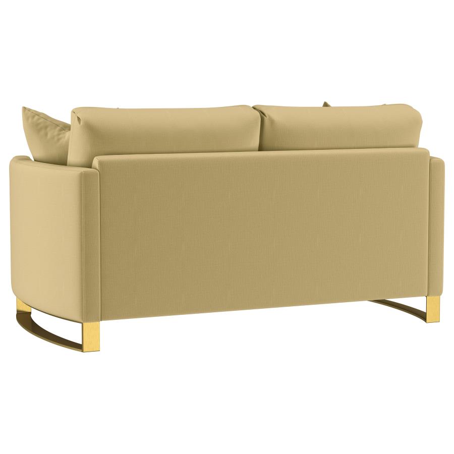 Corliss Upholstered Curved Track Arm Loveseat Camel view 6