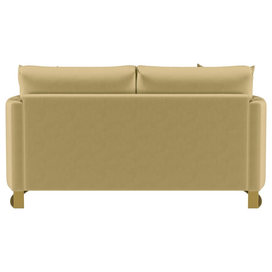 Corliss Upholstered Curved Track Arm Loveseat Camel view 7