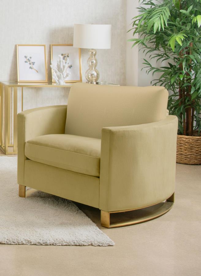 Corliss Upholstered Curved Track Arm Chair Camel view 2