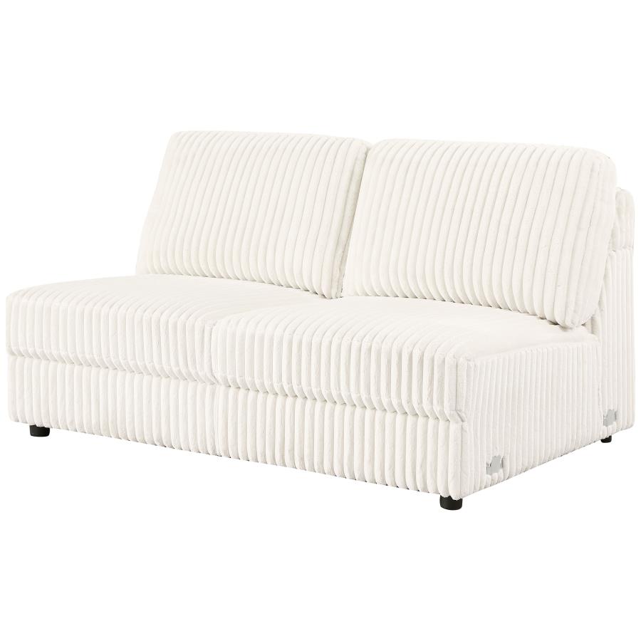 Emberson Upholstered Armless Loveseat Ivory view 4
