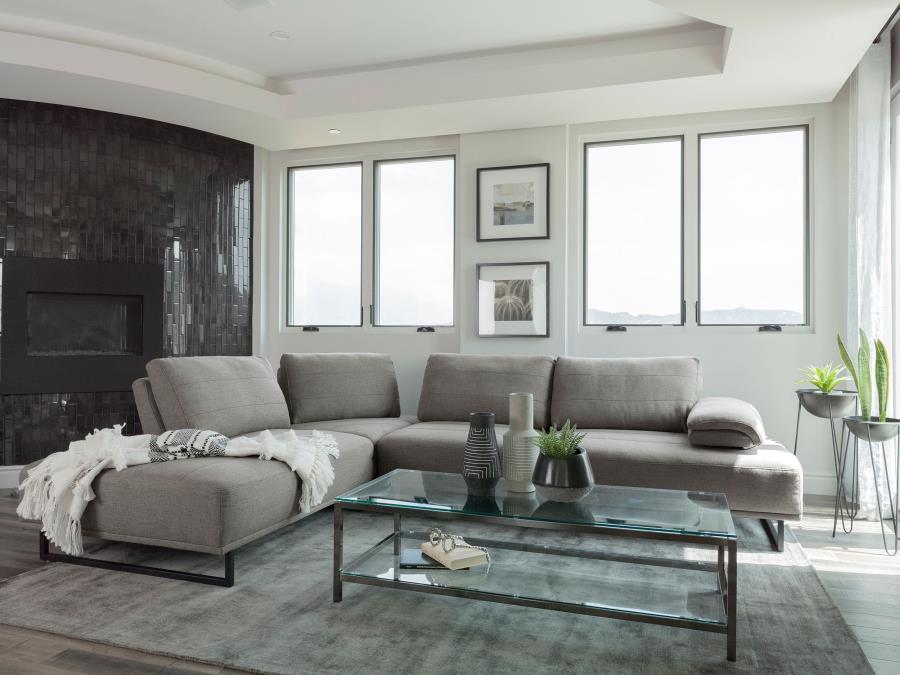 Arden Upholstered Sectional Sofa with Adjustable Back Taupe view 2