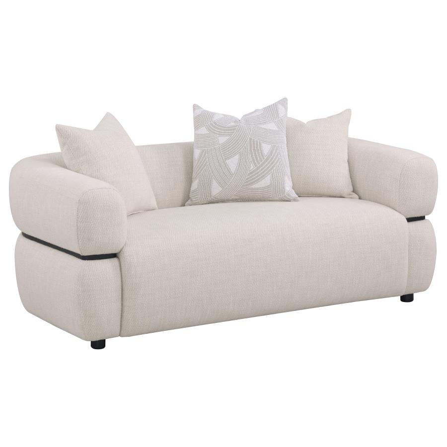Jeanette 3-piece Fabric Upholstered Round Arm Sofa Set Beige view 5