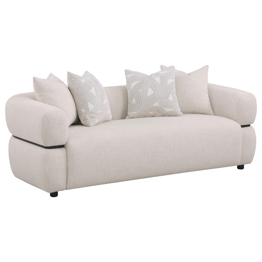 Jeanette 84-inch Fabric Upholstered Round Arm Sofa Beige