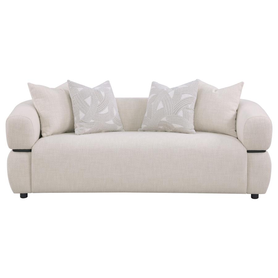 Jeanette 84-inch Fabric Upholstered Round Arm Sofa Beige view 3