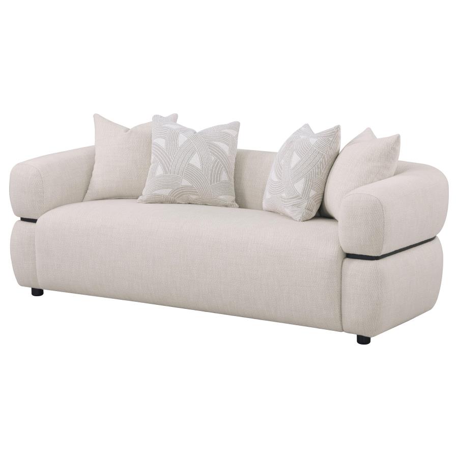 Jeanette 84-inch Fabric Upholstered Round Arm Sofa Beige view 4