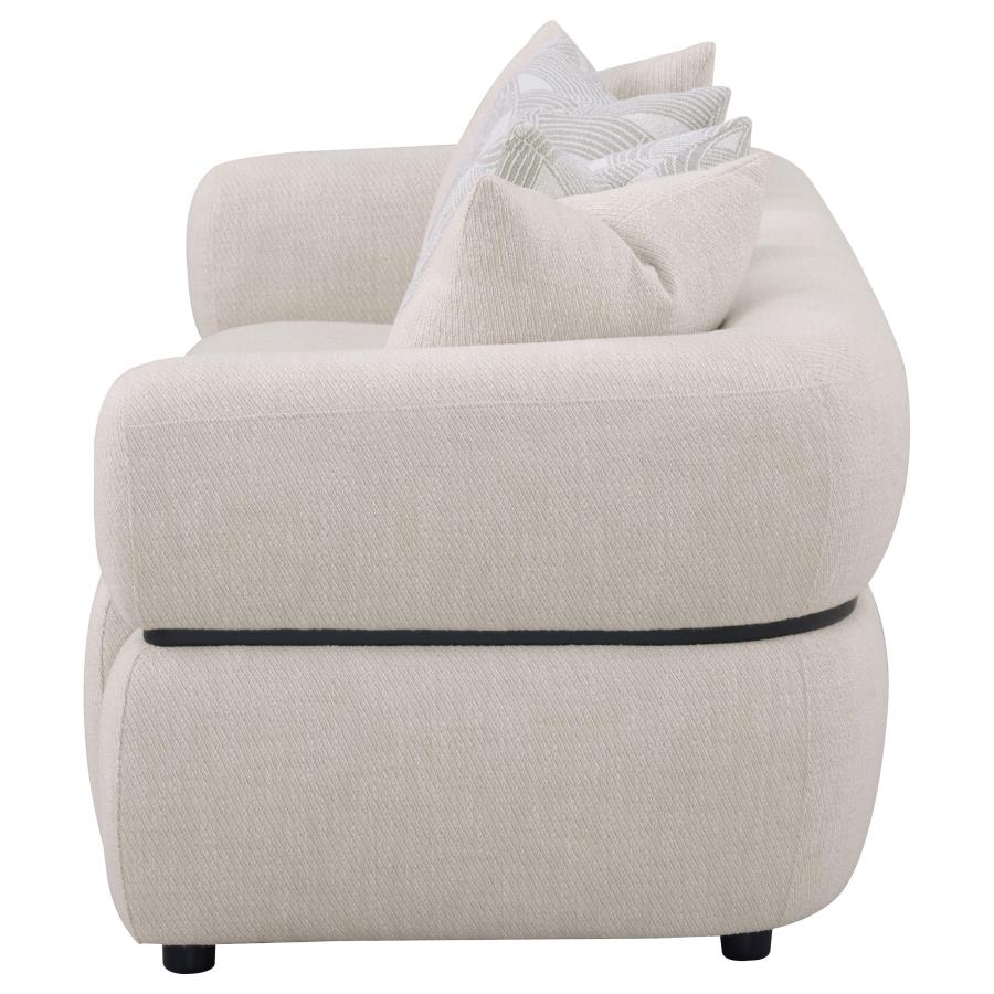Jeanette 84-inch Fabric Upholstered Round Arm Sofa Beige view 5