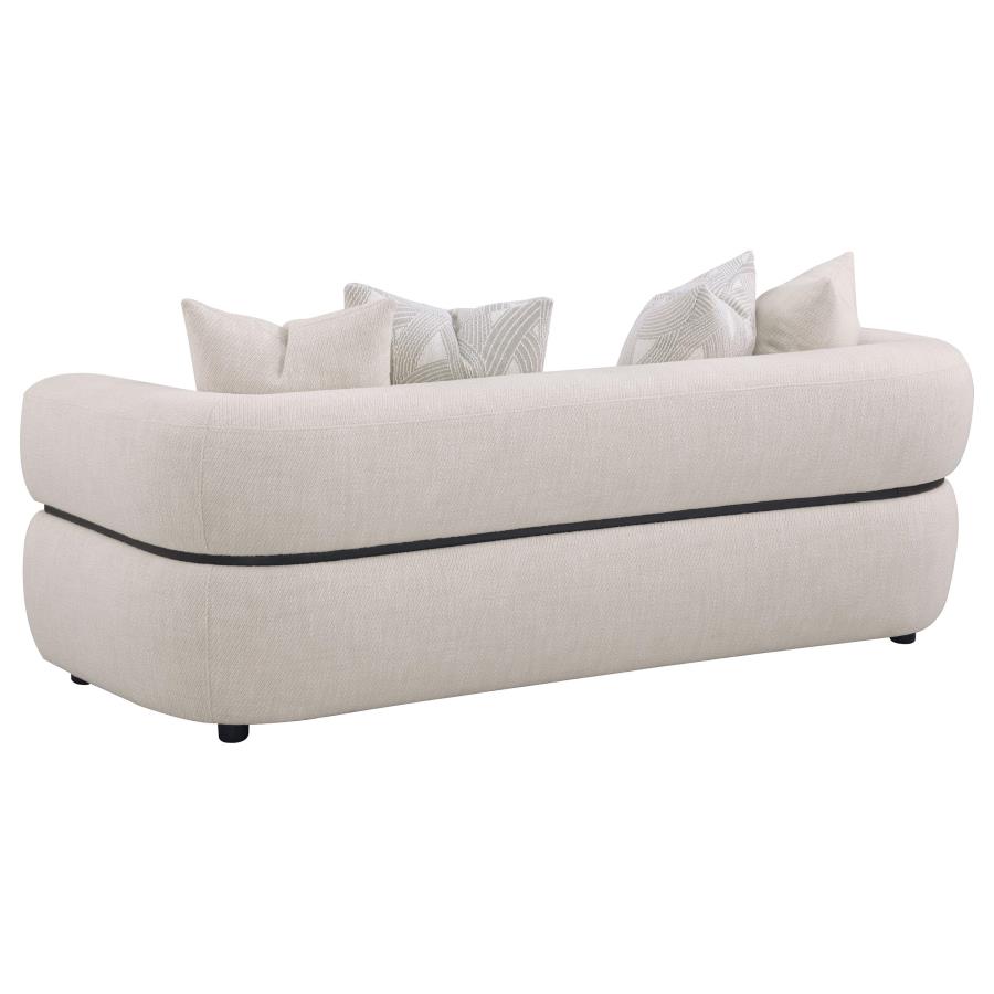 Jeanette 84-inch Fabric Upholstered Round Arm Sofa Beige view 6