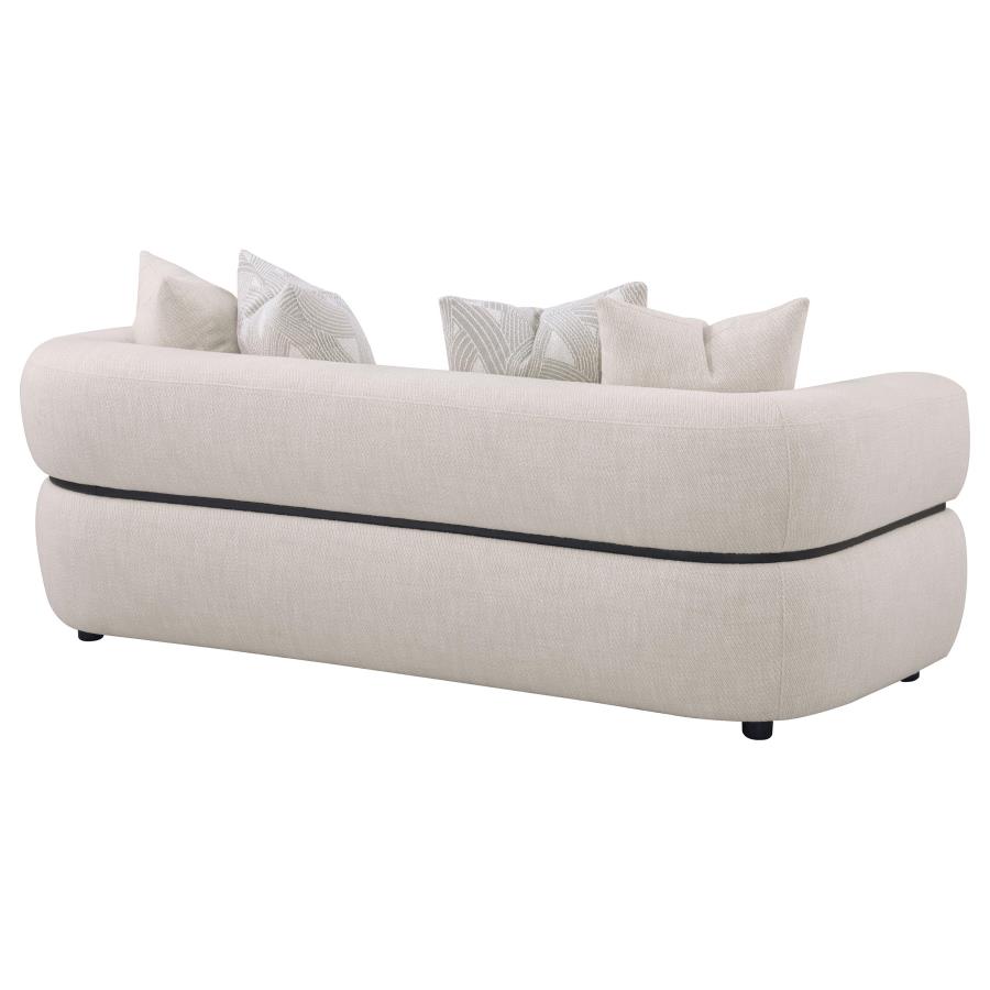 Jeanette 84-inch Fabric Upholstered Round Arm Sofa Beige view 7
