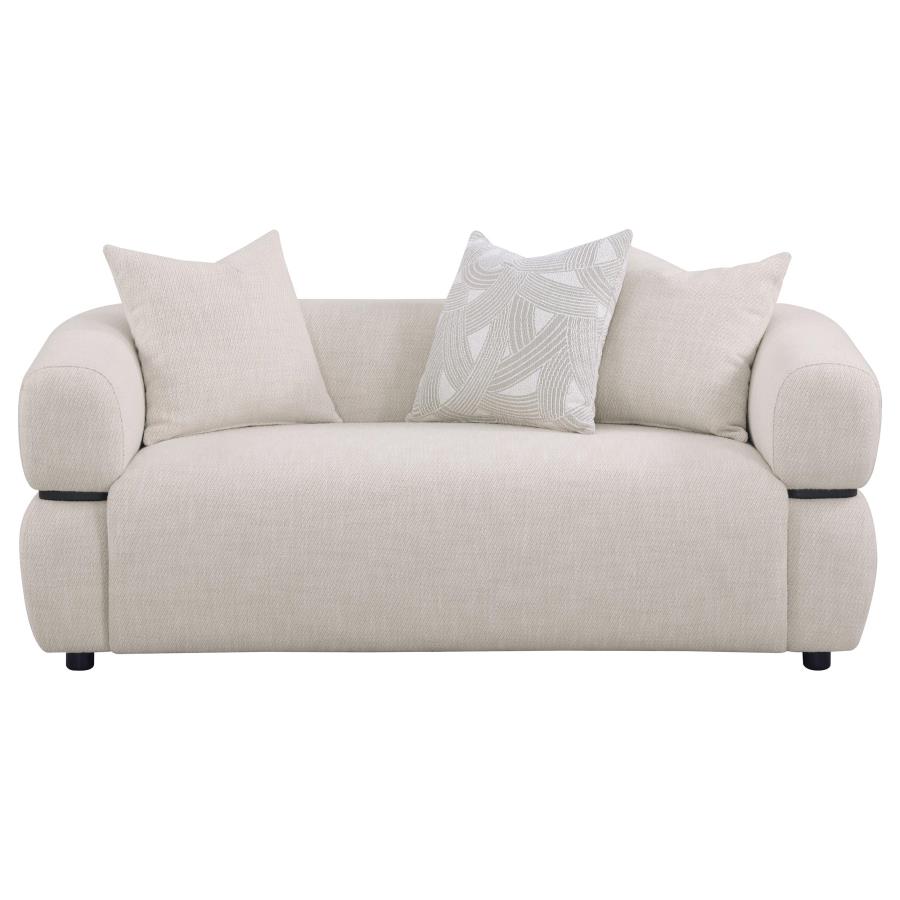 Jeanette 73-inch Fabric Upholstered Round Arm Loveseat Beige view 3