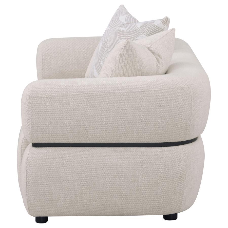 Jeanette 73-inch Fabric Upholstered Round Arm Loveseat Beige view 5