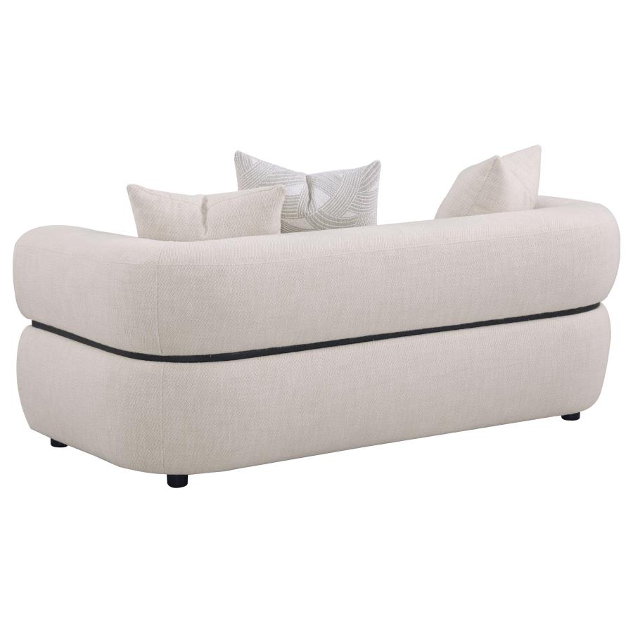 Jeanette 73-inch Fabric Upholstered Round Arm Loveseat Beige view 6