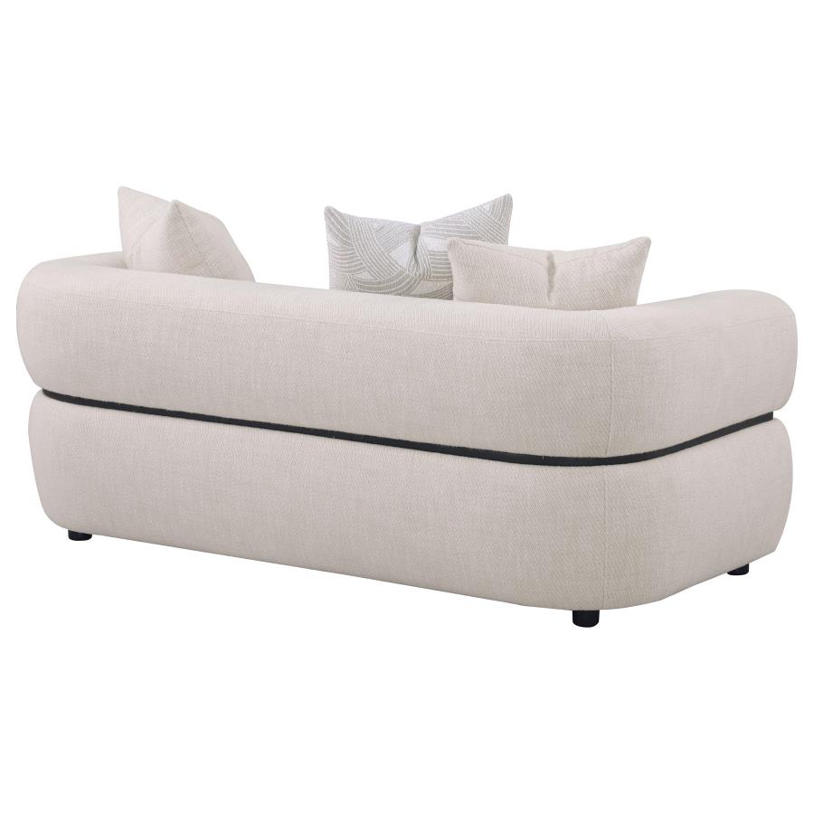 Jeanette 73-inch Fabric Upholstered Round Arm Loveseat Beige view 7