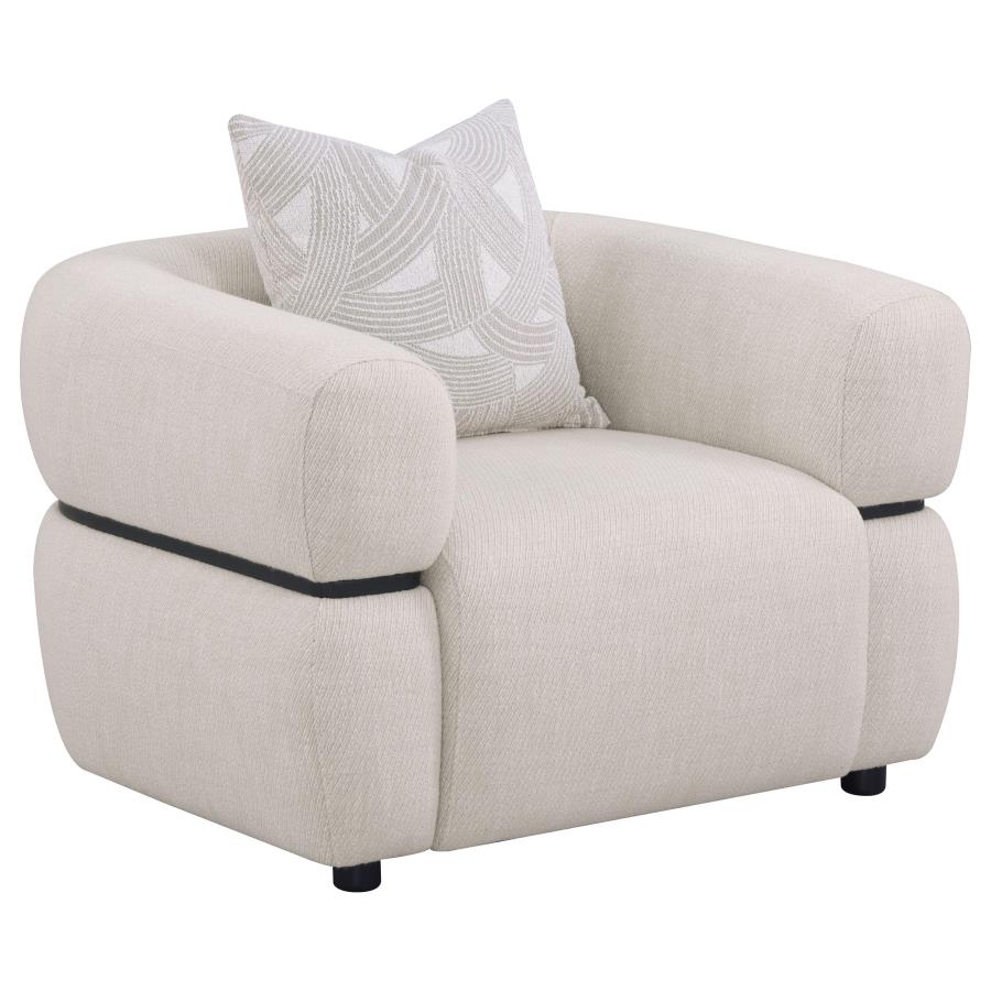 Jeanette Fabric Upholstered Round Arm Accent Chair Beige