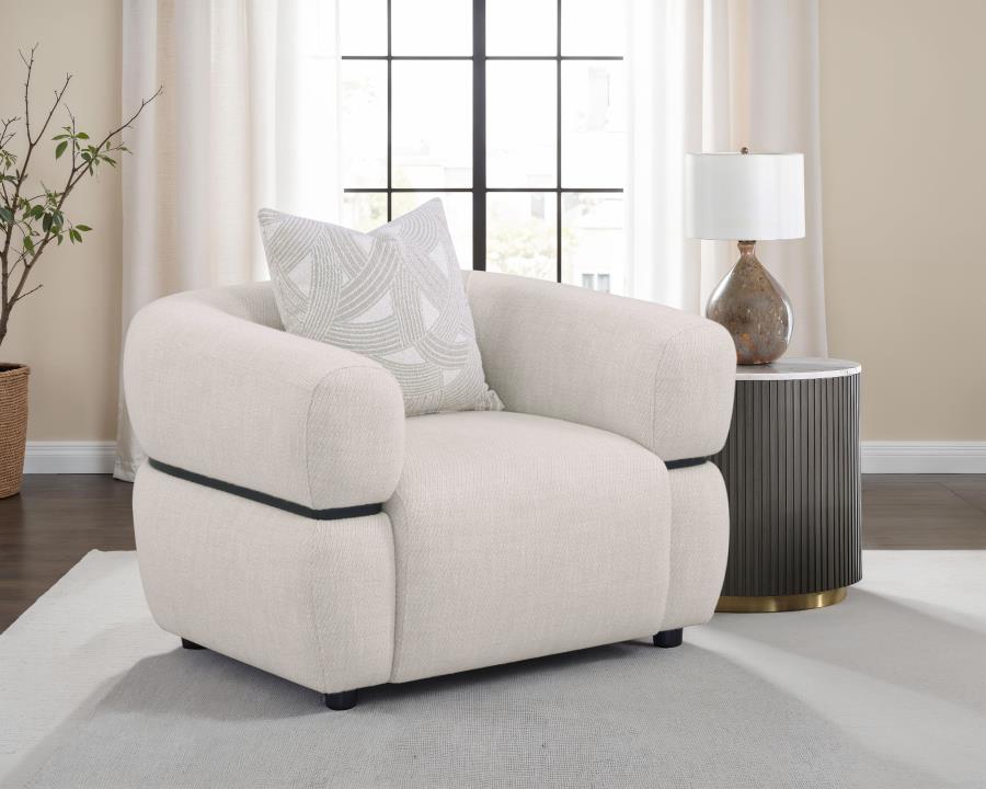 Jeanette Fabric Upholstered Round Arm Accent Chair Beige view 2