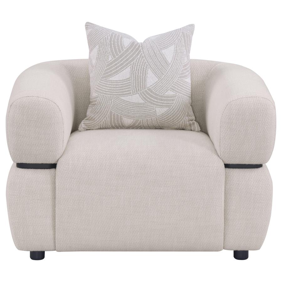 Jeanette Fabric Upholstered Round Arm Accent Chair Beige view 3