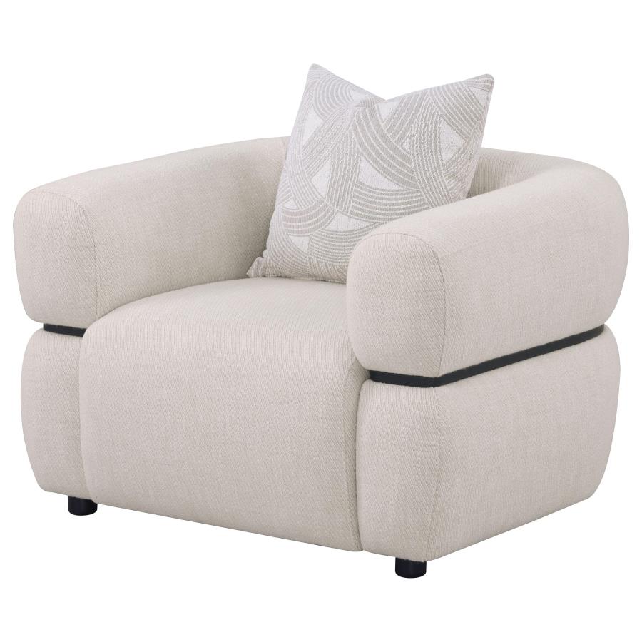 Jeanette Fabric Upholstered Round Arm Accent Chair Beige view 4