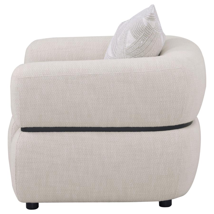Jeanette Fabric Upholstered Round Arm Accent Chair Beige view 5