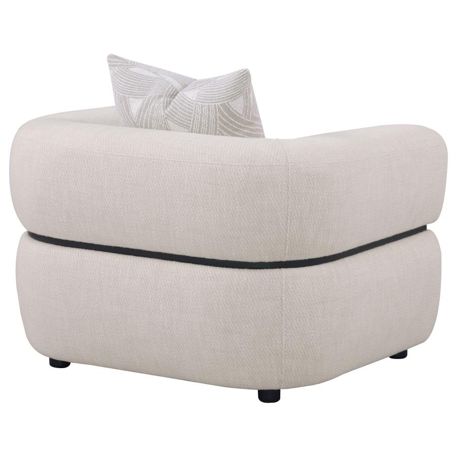 Jeanette Fabric Upholstered Round Arm Accent Chair Beige view 7