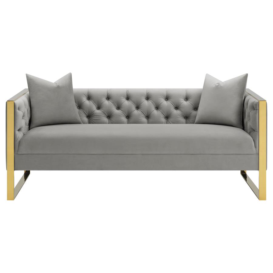 Eastbrook Velvet Upholstered Tufted Sofa Grey view 3