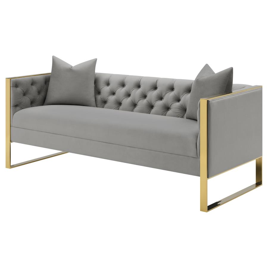 Eastbrook Velvet Upholstered Tufted Sofa Grey view 4