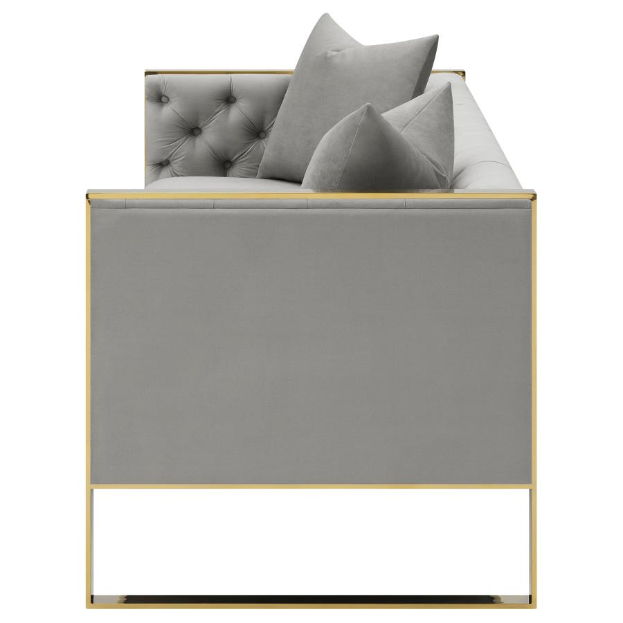 Eastbrook Velvet Upholstered Tufted Sofa Grey view 5