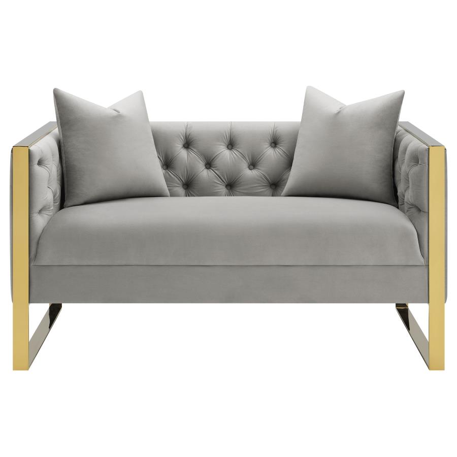 Eastbrook Velvet Upholstered Tufted Loveseat Grey view 3