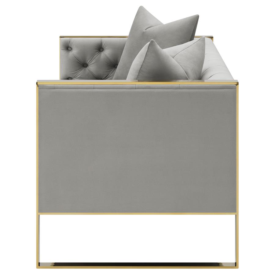 Eastbrook Velvet Upholstered Tufted Loveseat Grey view 5