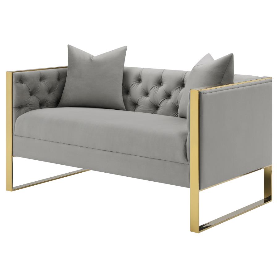 Eastbrook Velvet Upholstered Tufted Loveseat Grey view 4