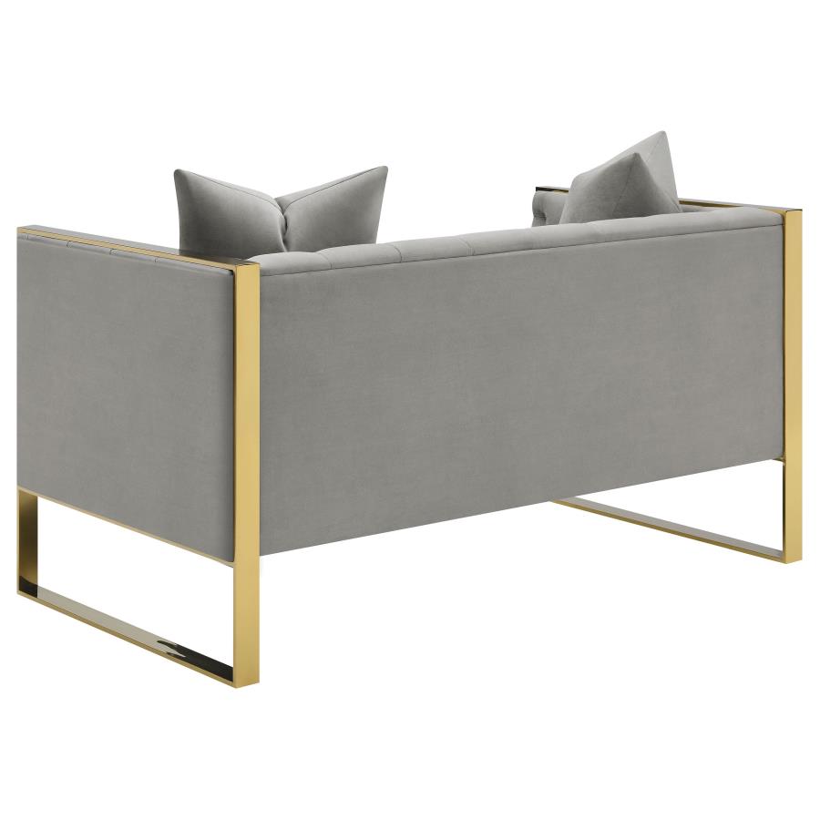 Eastbrook Velvet Upholstered Tufted Loveseat Grey view 6