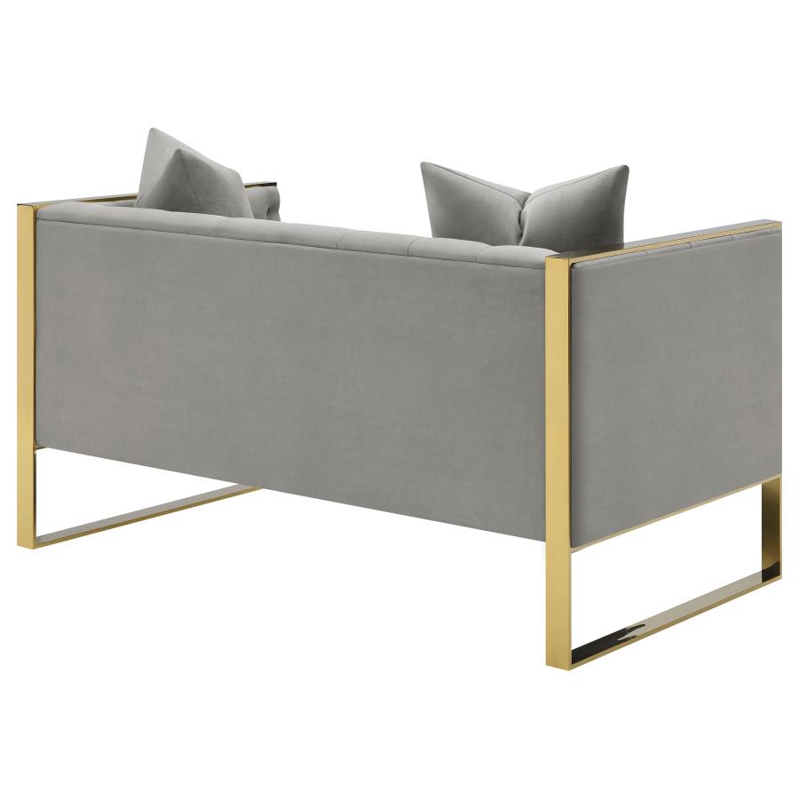 Eastbrook Velvet Upholstered Tufted Loveseat Grey view 7