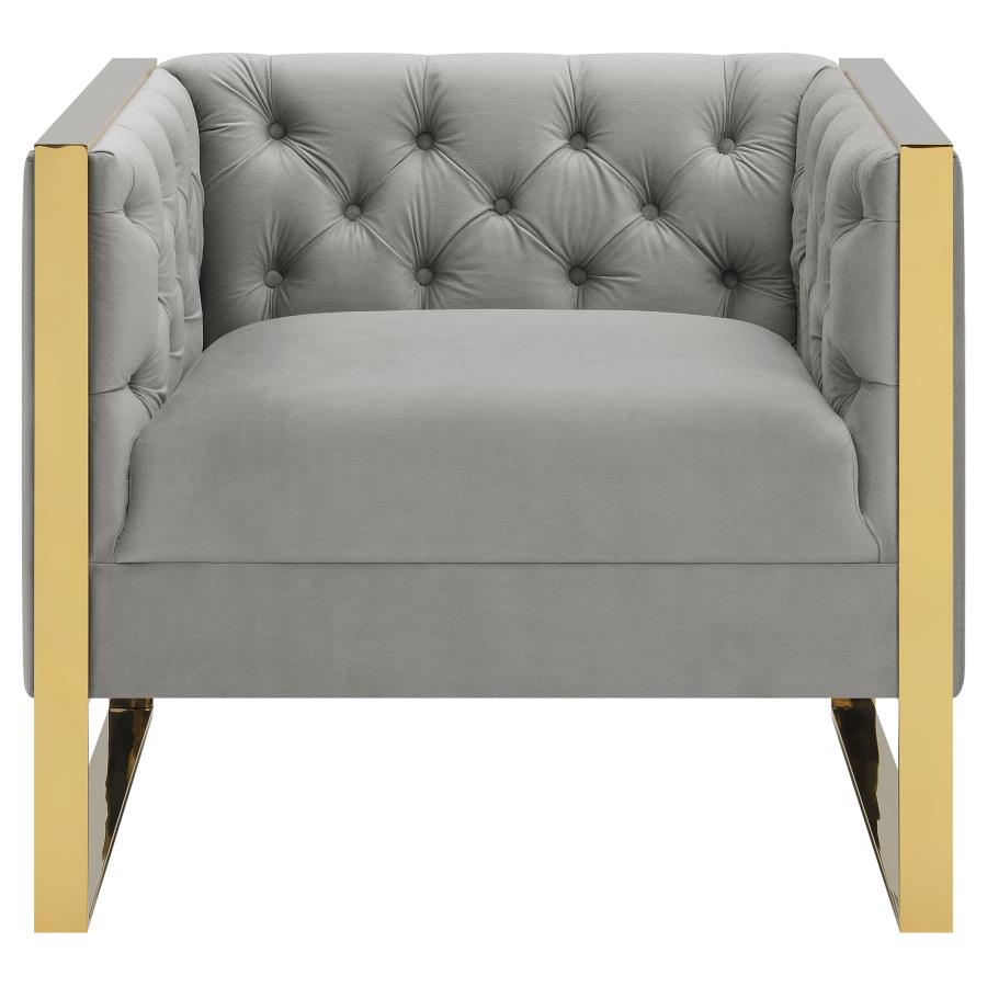 Eastbrook Velvet Upholstered Tufted Accent Chair Grey view 3