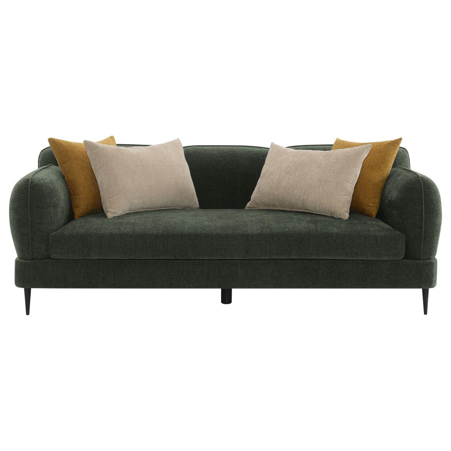 Jade Chenille Upholstered Modern Track Arm Sofa Green view 3