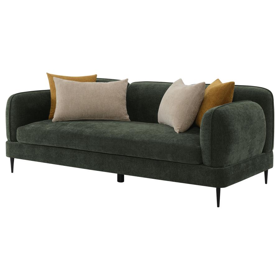 Jade Chenille Upholstered Modern Track Arm Sofa Green view 4