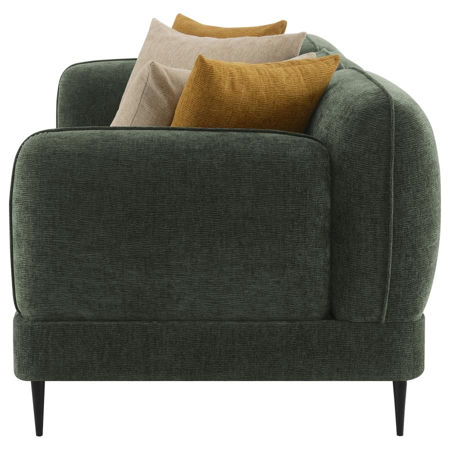 Jade Chenille Upholstered Modern Track Arm Sofa Green view 5