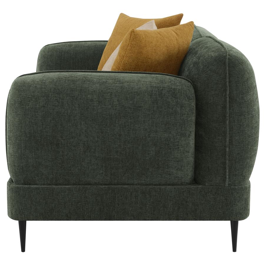 Jade Chenille Upholstered Modern Track Arm Loveseat Green view 5
