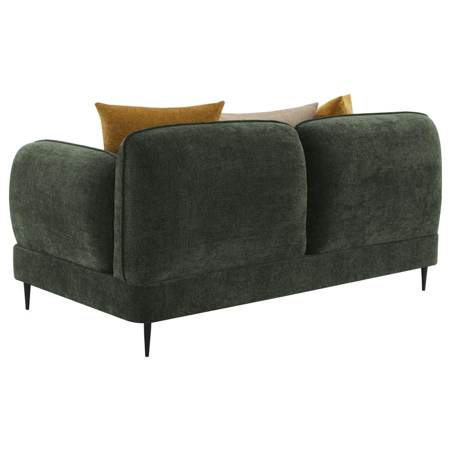 Jade Chenille Upholstered Modern Track Arm Loveseat Green view 6