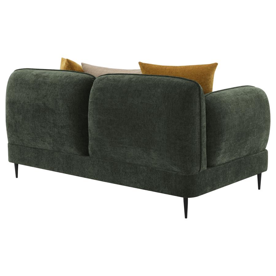 Jade Chenille Upholstered Modern Track Arm Loveseat Green view 7